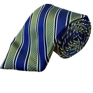 Robert Talbott Mens Blue & Green 100% Silk Striped Pattern Necktie